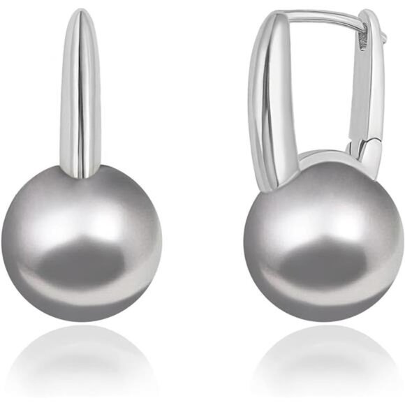 Handmade Grey Pearl Drop Earrings - Picture 1 of 4